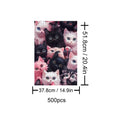 Cartoon Kitten 500-piece puzzle showcasing various fluffy kittens in vibrant colors for engaging mind games.
