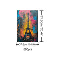 Eiffel Tower 500-piece puzzle featuring vibrant colors and unique design, perfect for jigsaw puzzle enthusiasts.