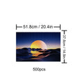 500-piece Sunset Desert jigsaw puzzle featuring a vibrant sunset over desert hills, perfect for mind games and focus.