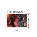 Yin Yang Girl 500-piece puzzle showcasing a vibrant girl surrounded by flowers, designed for focus and mental challenge.