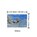Snow Cabin 500-piece puzzle, featuring a serene snowy landscape perfect for focused and engaging mind games.