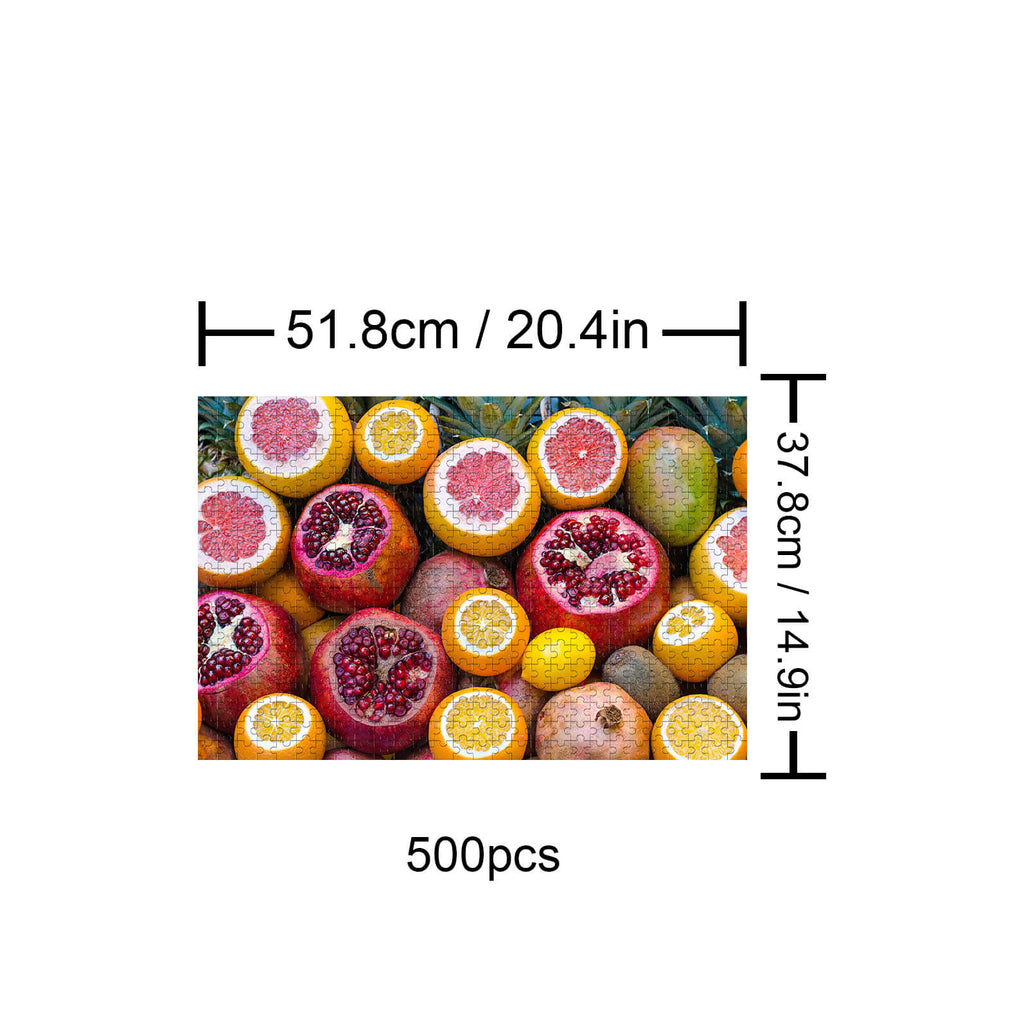 Fruit-2 500 piece puzzle featuring vibrant colorful fruits, designed for focused jigsaw puzzle fun and mental challenge.