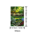 500-piece puzzle depicting vibrant garden scenery with colorful flowers and lush greenery for focused and fun mind games.
