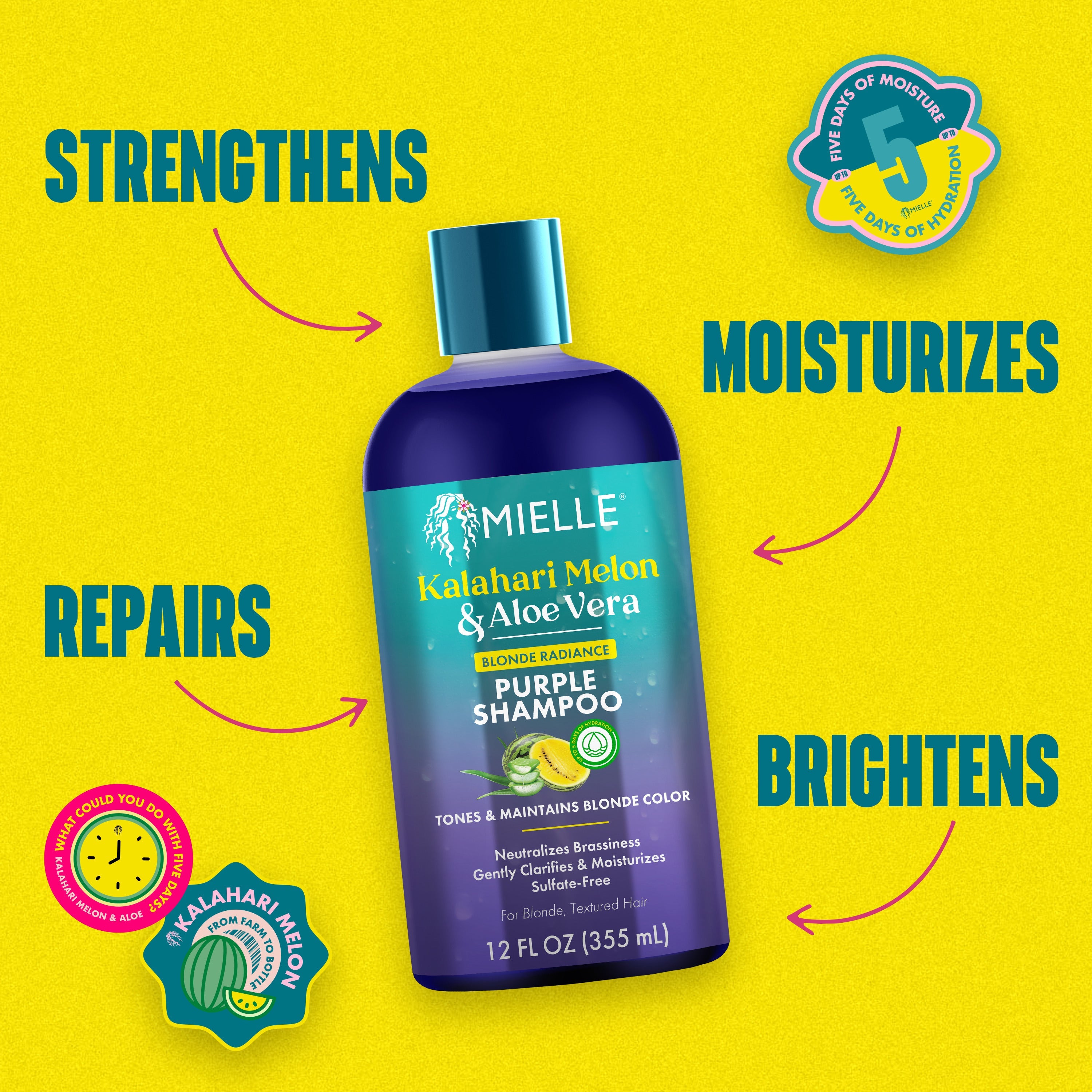 MIELLE Kalahari Melon & Aloe Vera Blonde Radiance Purple Shampoo