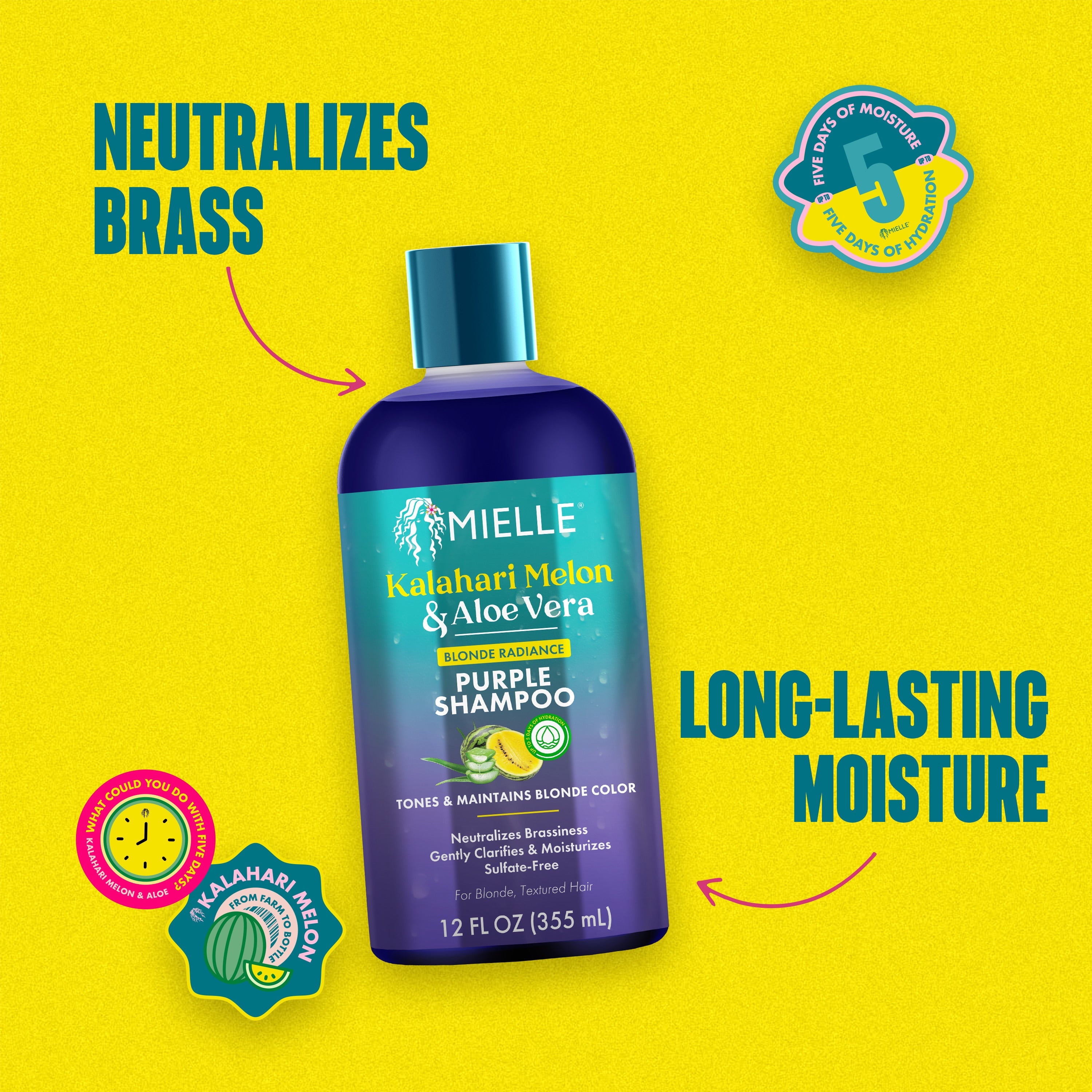 MIELLE Kalahari Melon & Aloe Vera Blonde Radiance Purple Shampoo