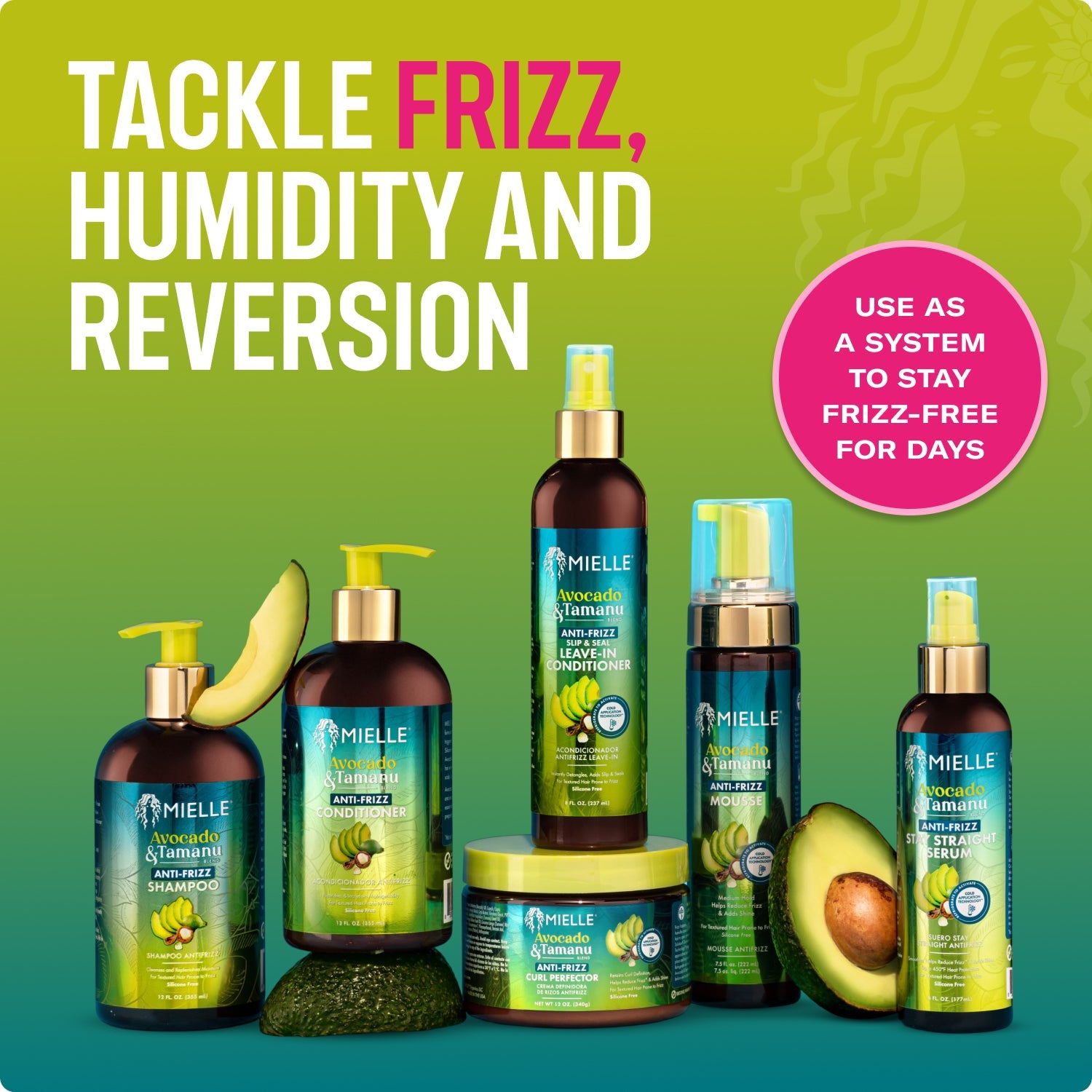 MIELLE Avocado & Tamanu Anti-Frizz Slip & Seal Leave-In Conditioner