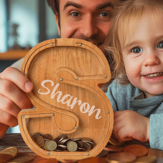Custom Wooden Letter Piggy Bank For Boys or Girls