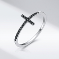 SILVER CROSS SPARKLE RING
