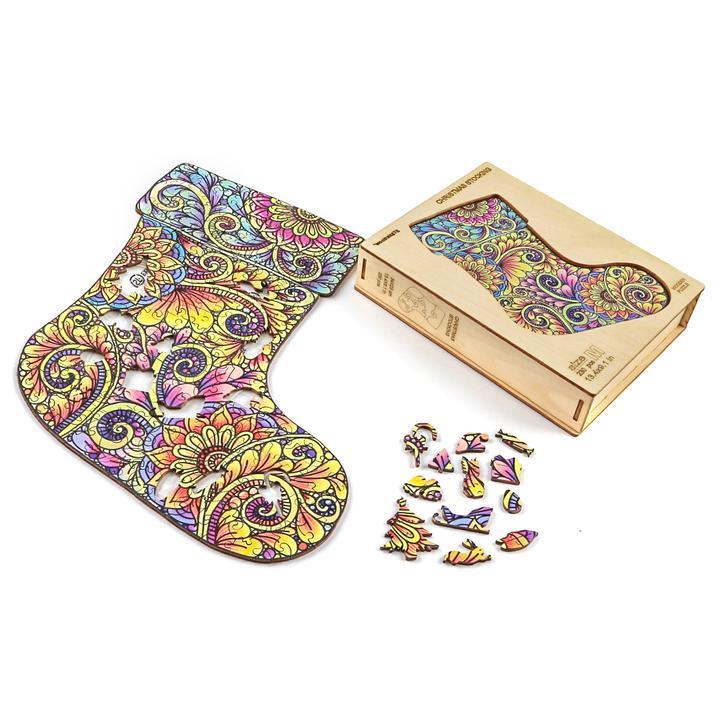 Christmas Socks Wooden Jigsaw Puzzle