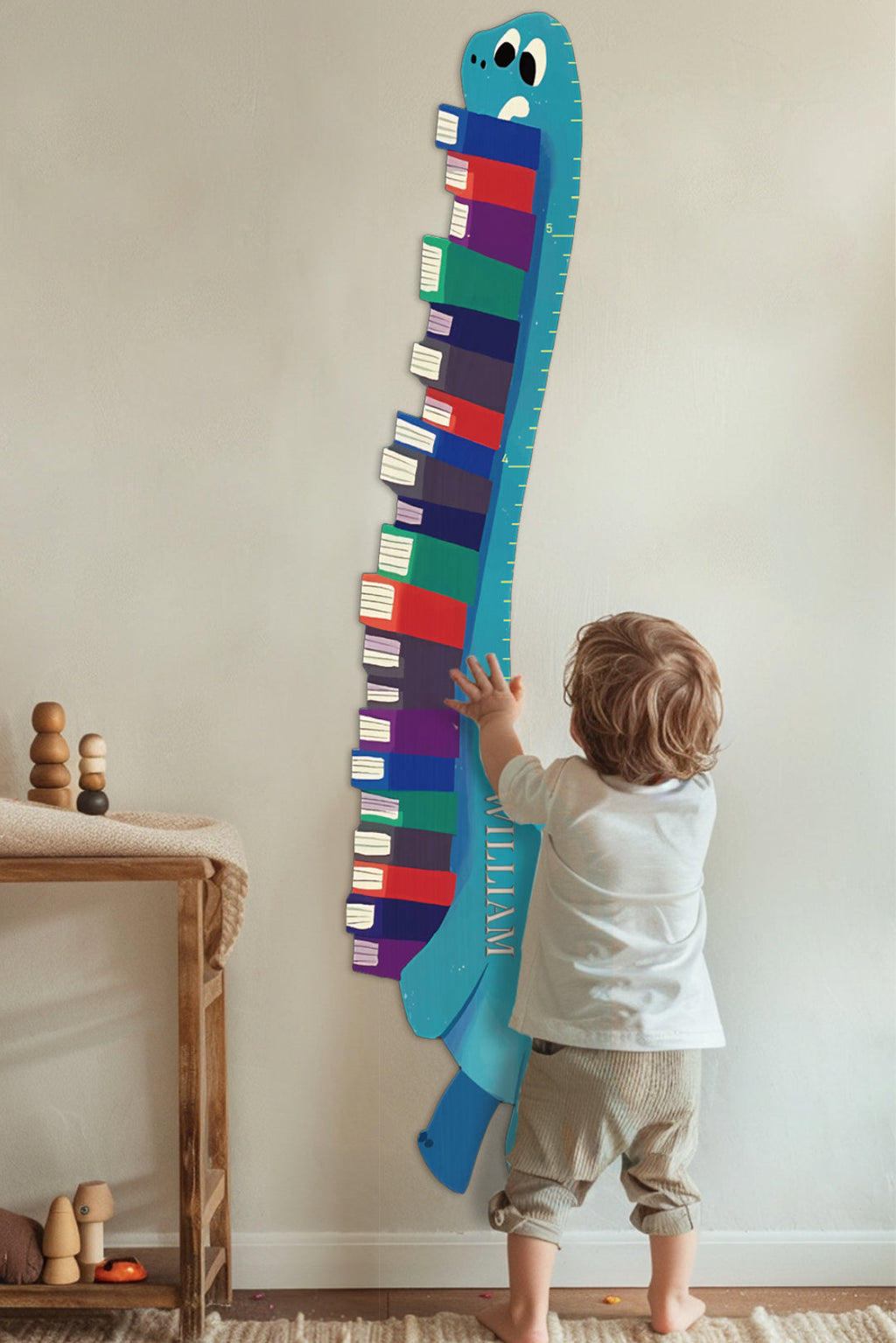 Personalized Wooden Book Dinosaur Growth Chart Ruler