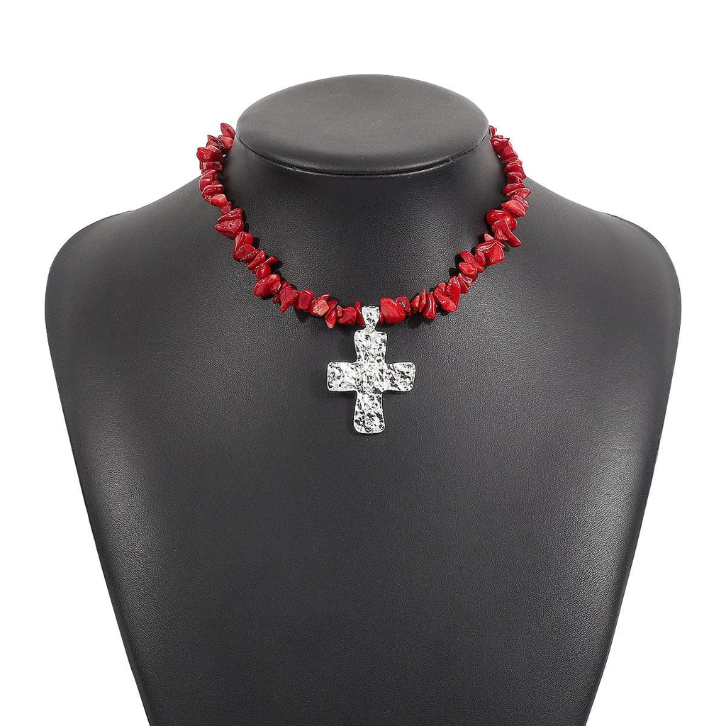 NATUREL STONES CROSS NECKLACES
