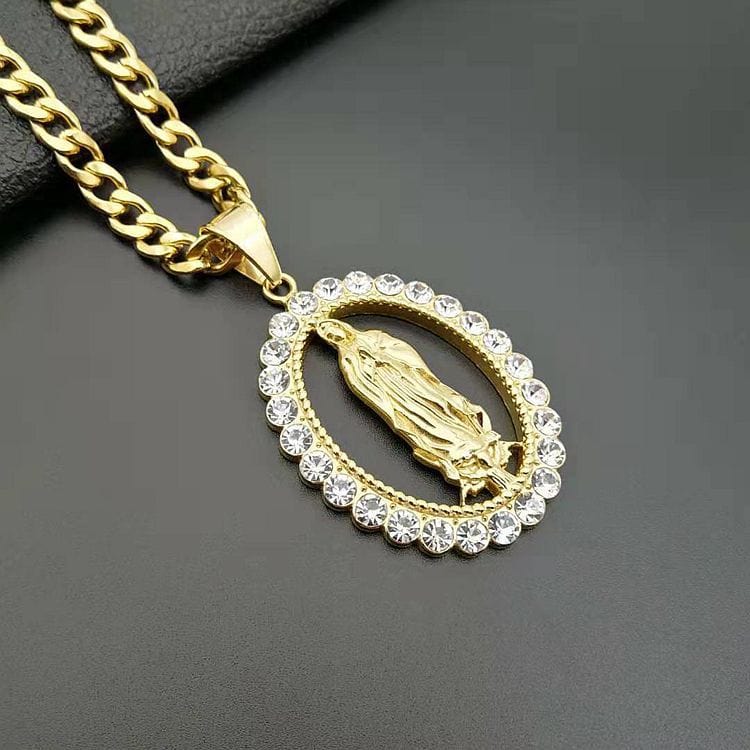 Handmade Virgin Mary Pendant in Stainless Steel by Godisabove™