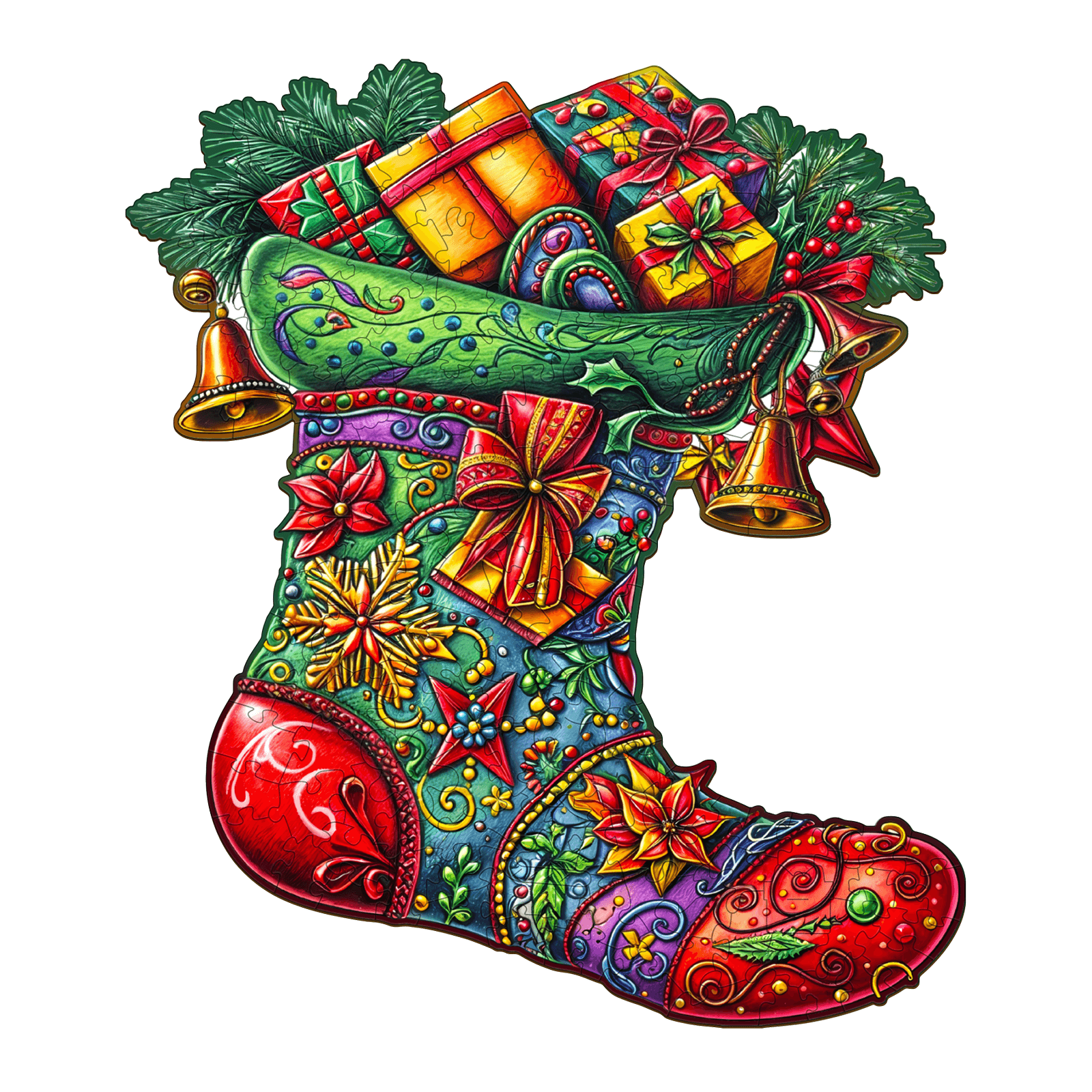 Christmas Socks Wooden Jigsaw Puzzle