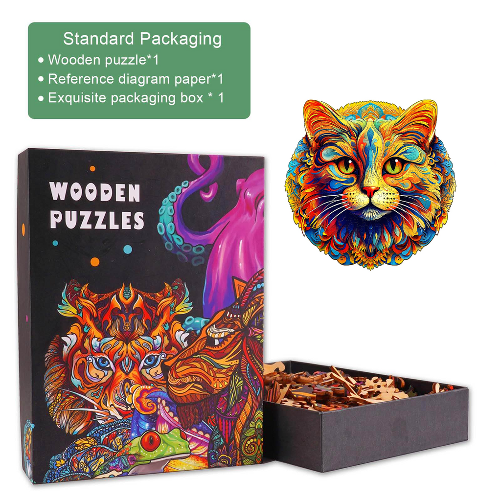 Colorful Cat Wooden Jigsaw Puzzle