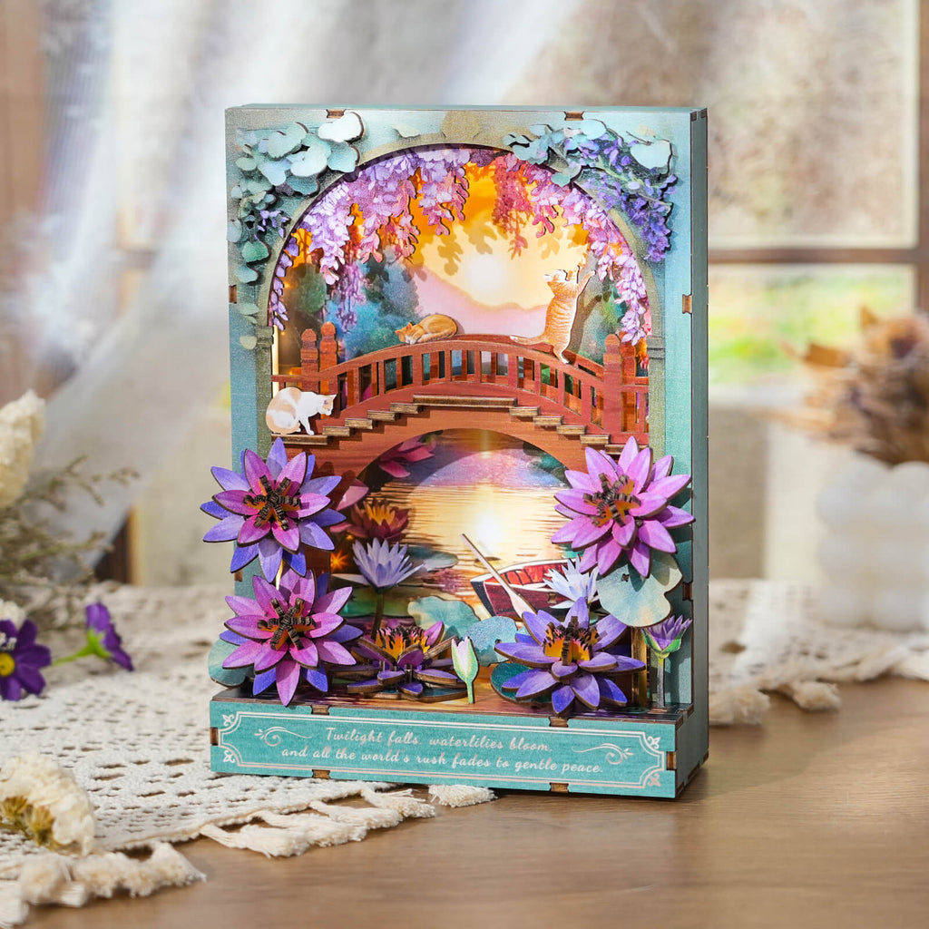 Twilight Lotus – DIY Wooden Painting, 3D Puzzle Craft Kit