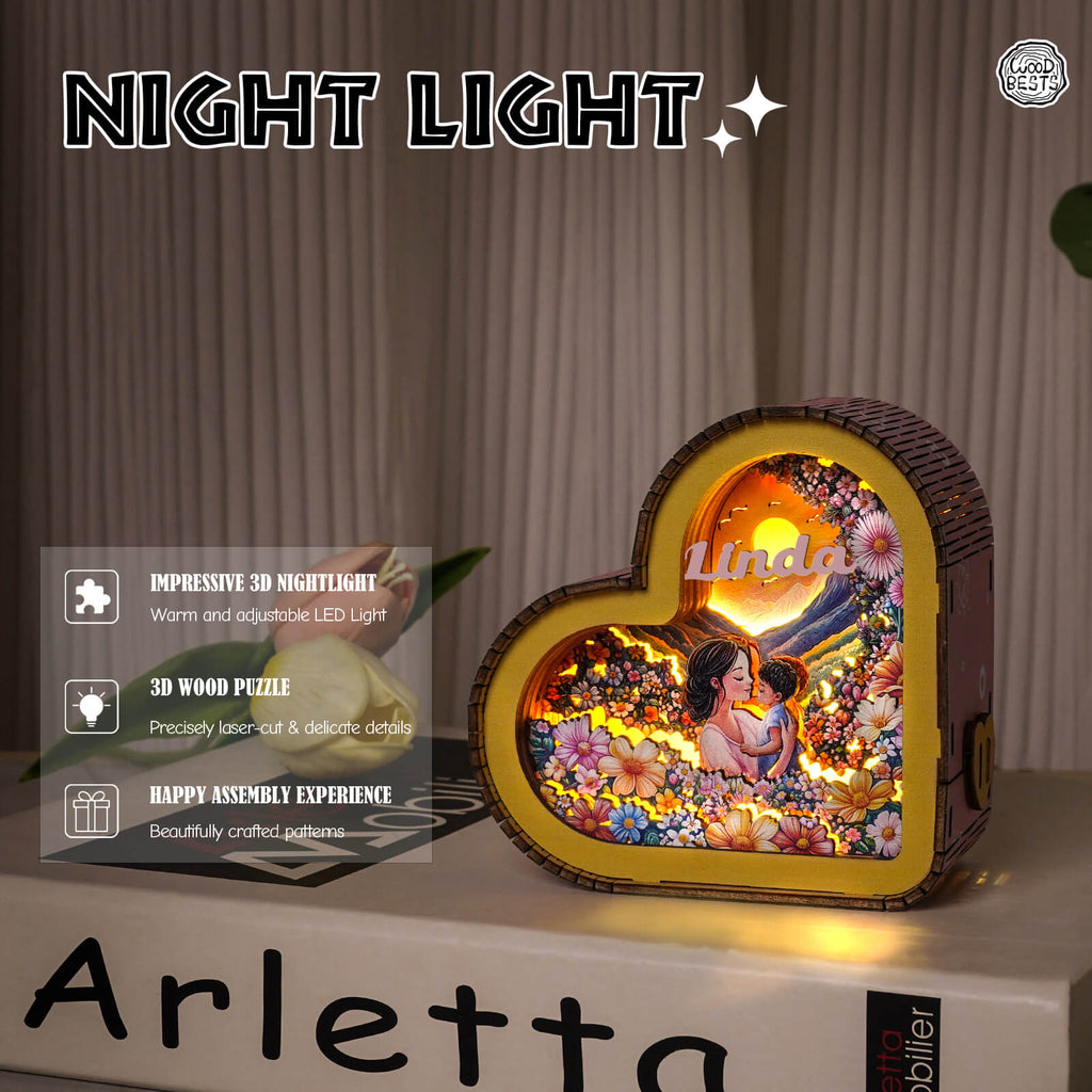 The Glory of Motherly Love Kit - Personalized 3D Wooden Puzzle Night Light