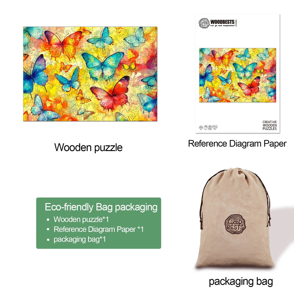 Watercolor Butterflies Wooden Jigsaw Puzzle
