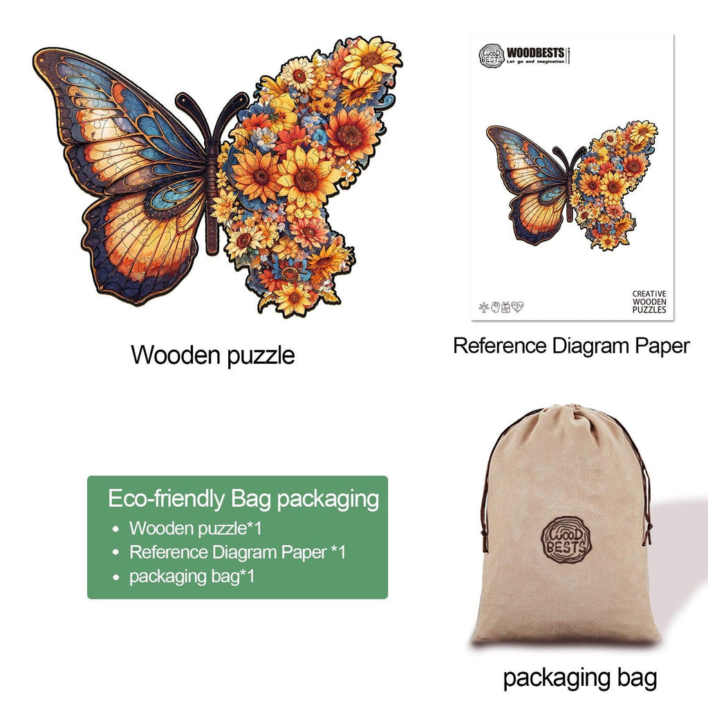 Butterfly Flower Wooden Jigsaw Puzzle