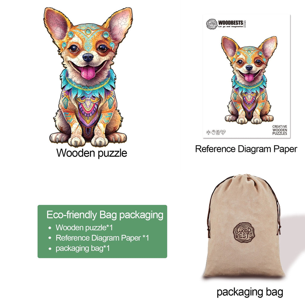 Happy Chihuahua Wooden Jigsaw Puzzle
