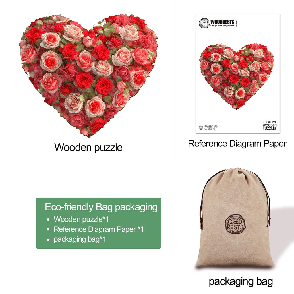 Flower Heart Wooden Jigsaw Puzzle