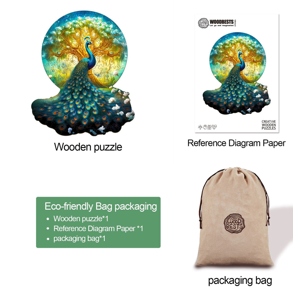 Noble Peacock-1 Wooden Jigsaw Puzzle
