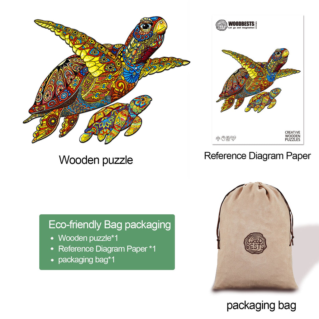 Sea Turtle Mom Wooden Jigsaw Puzzle