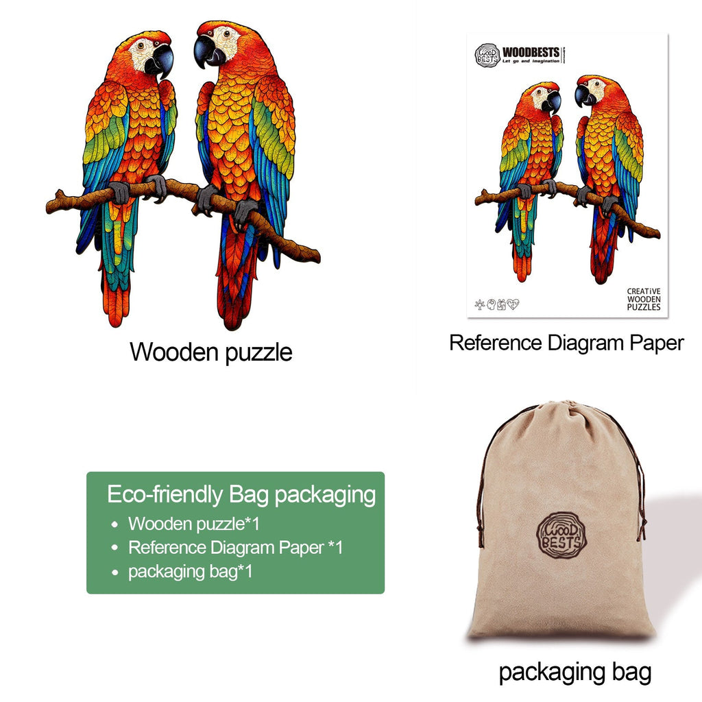 Chatting Parrots Wooden Jigsaw Puzzle
