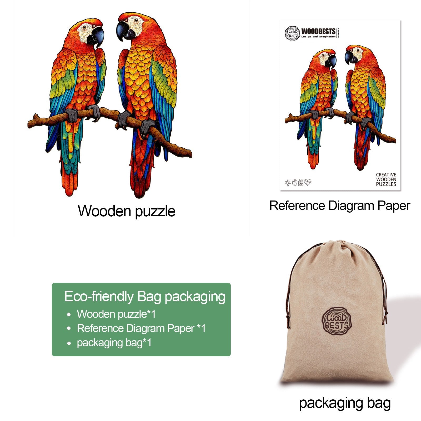 Chatting Parrots Wooden Jigsaw Puzzle