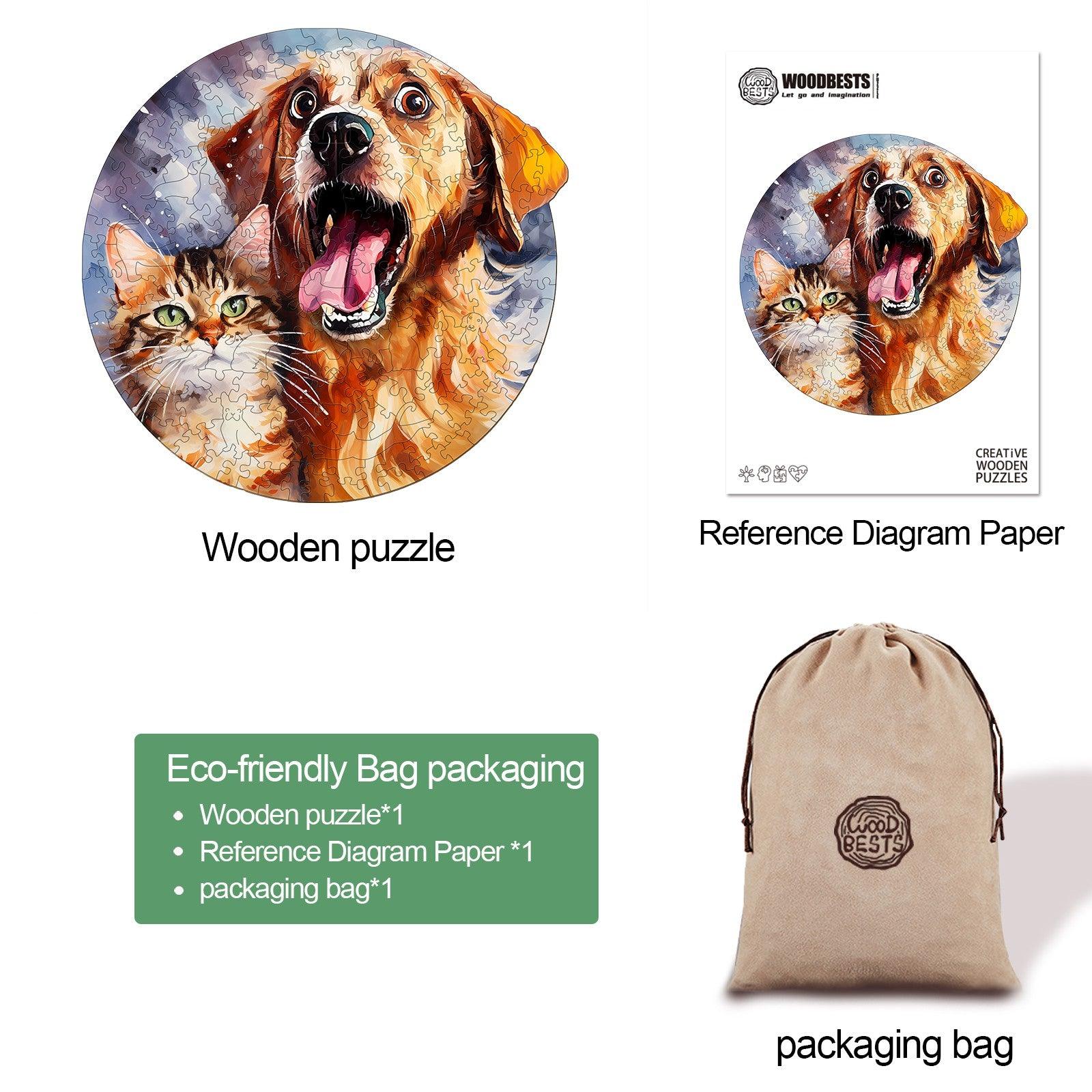 Cat And Dog Wooden Jigsaw Puzzle