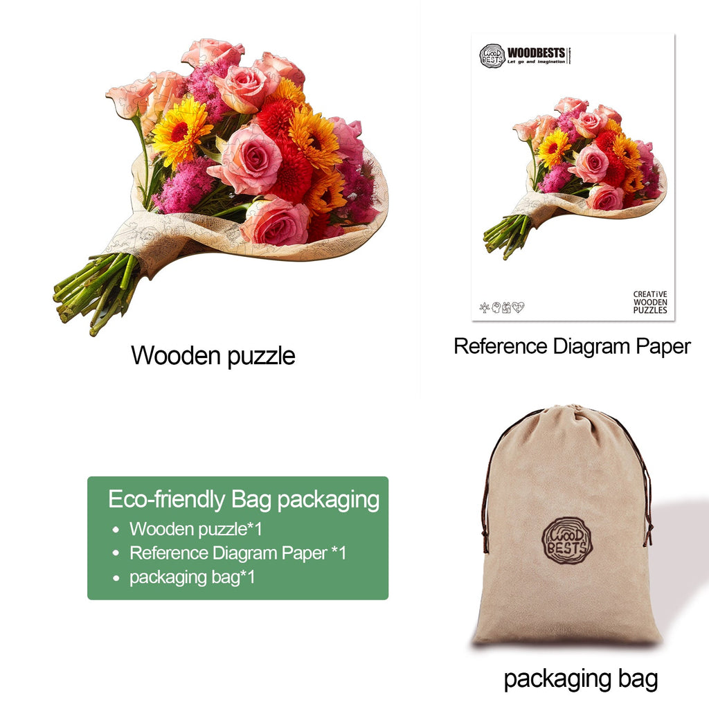 Flowers Bouquet Wooden Jigsaw Puzzle
