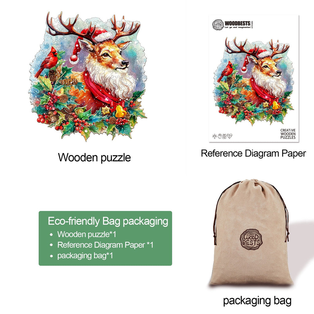 Sparkle Reindeer Wooden Jigsaw Puzzle