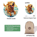 Happy Golden Retriever Wooden Jigsaw Puzzle