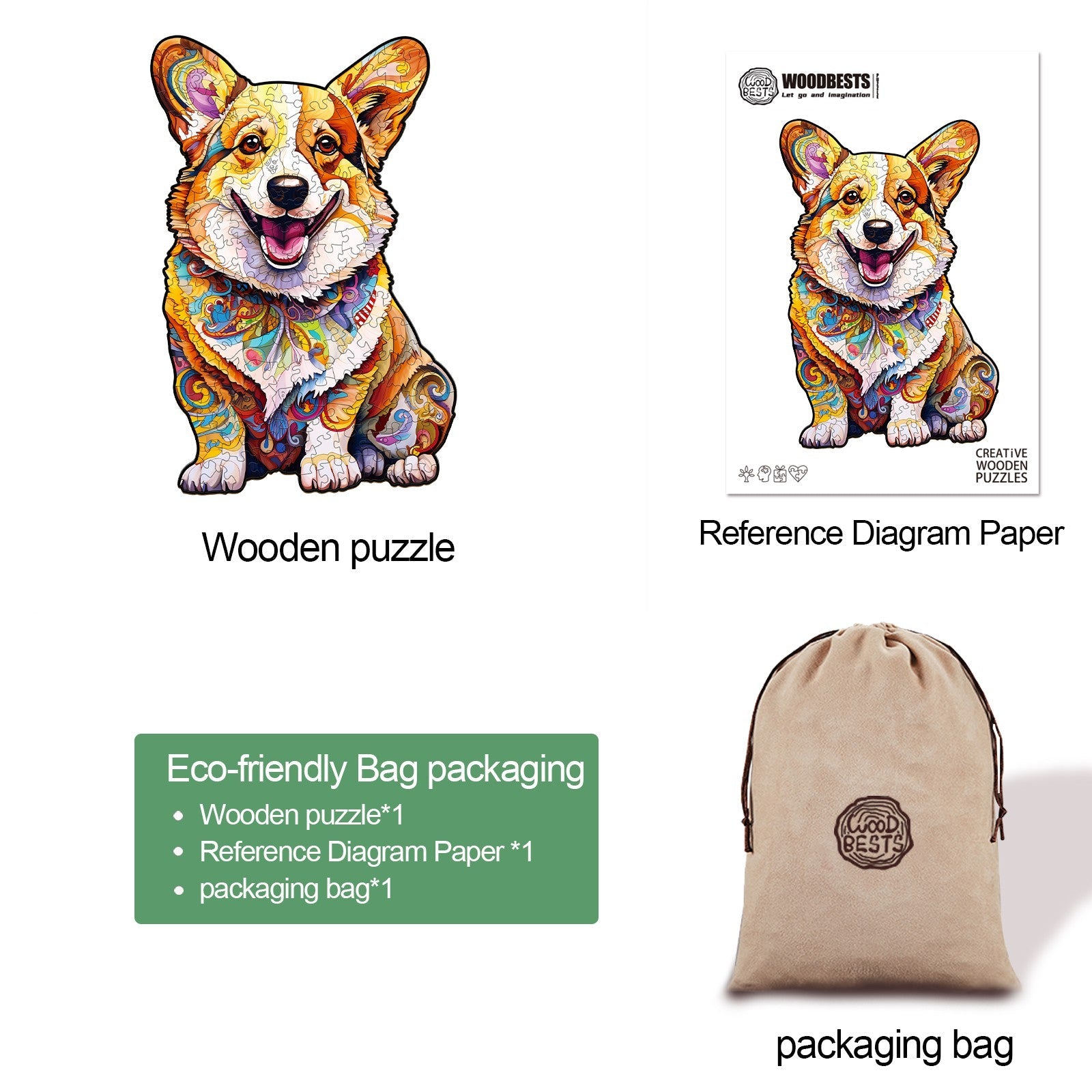 Clever Corgi 3 Wooden Jigsaw Puzzle