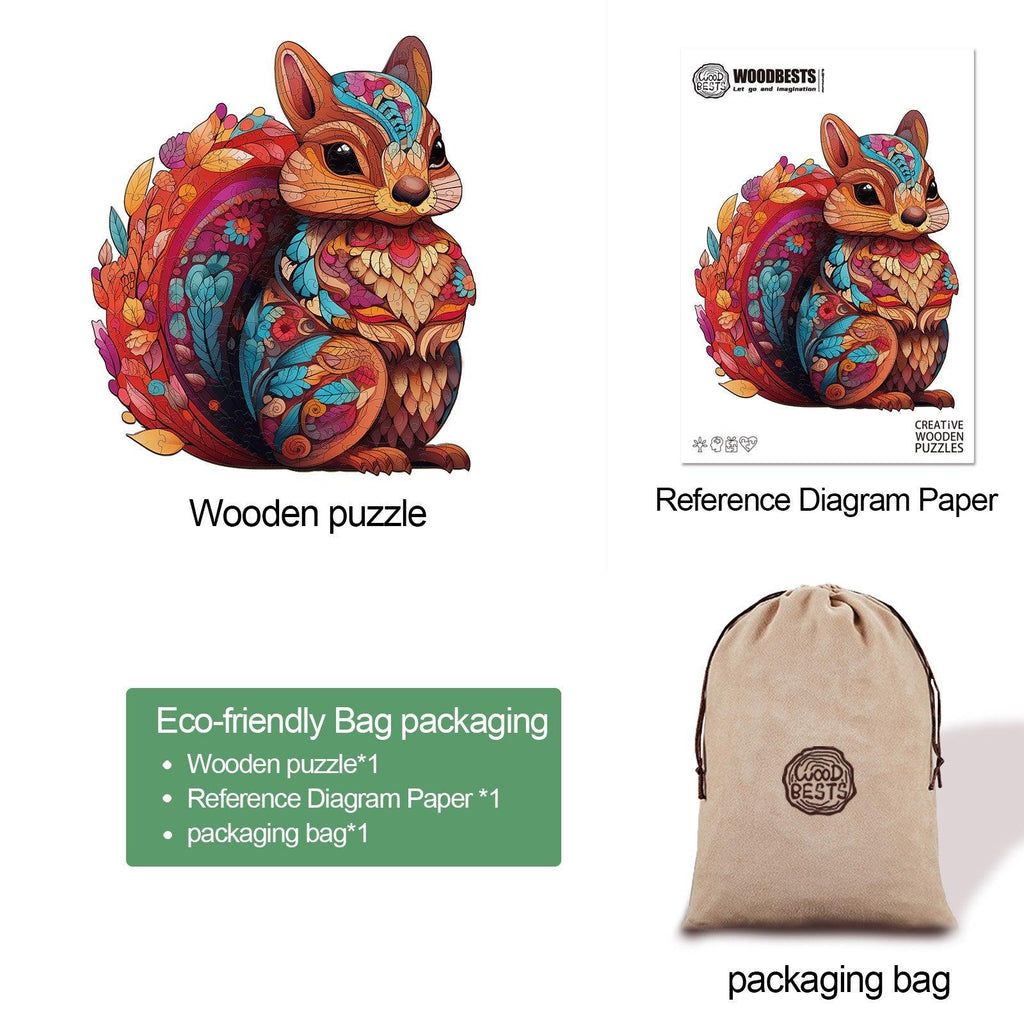 Playful Squirrel Wooden Jigsaw Puzzle