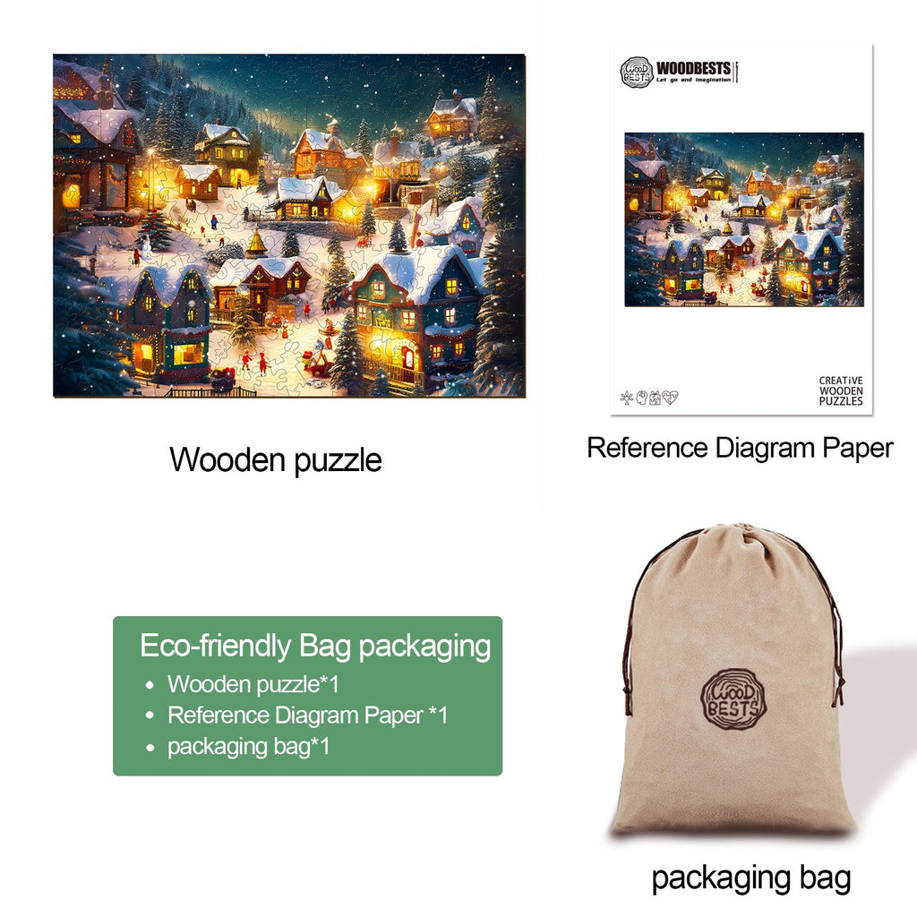 Christmas Village Wooden Jigsaw Puzzle