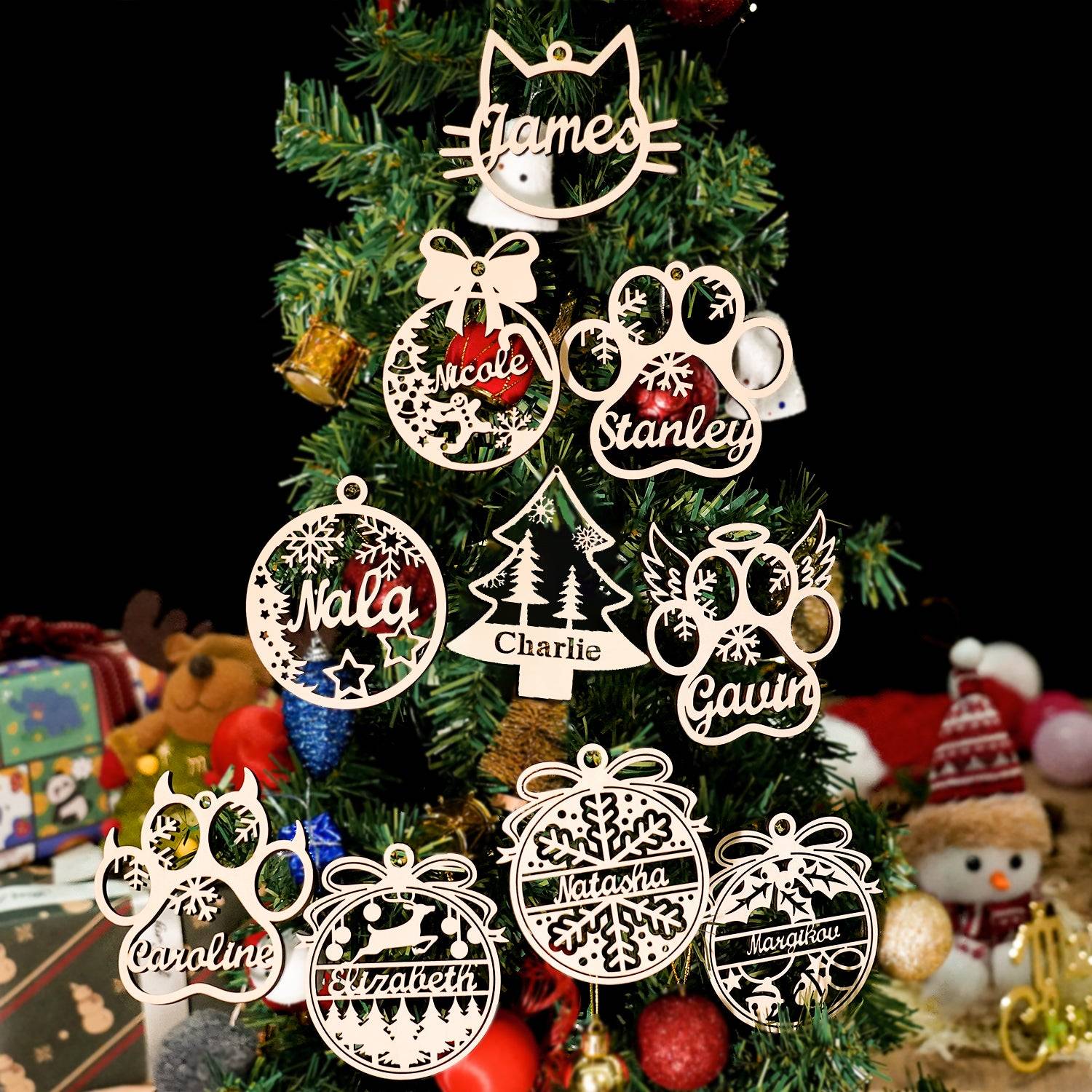 Personalized Dog/Cat Paw Angel Wings Ornament -Cat face