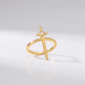 SILVER CROSS SWORD RING