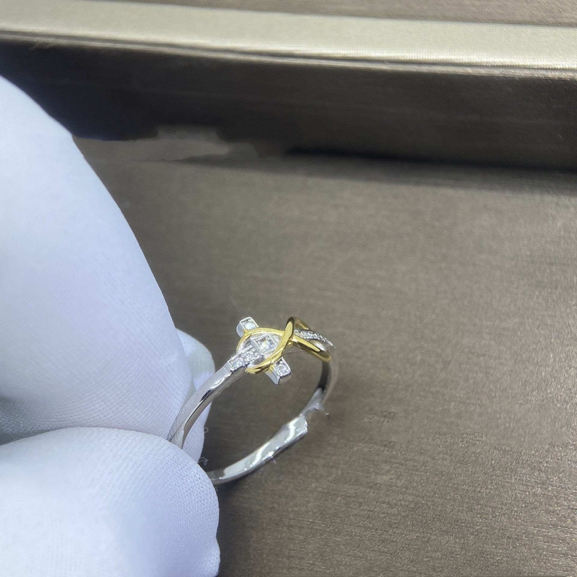SILVER & GOLD PLATED CROSS RING
