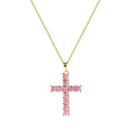 COLORFUL DIAMONDS CROSS NECKLACE