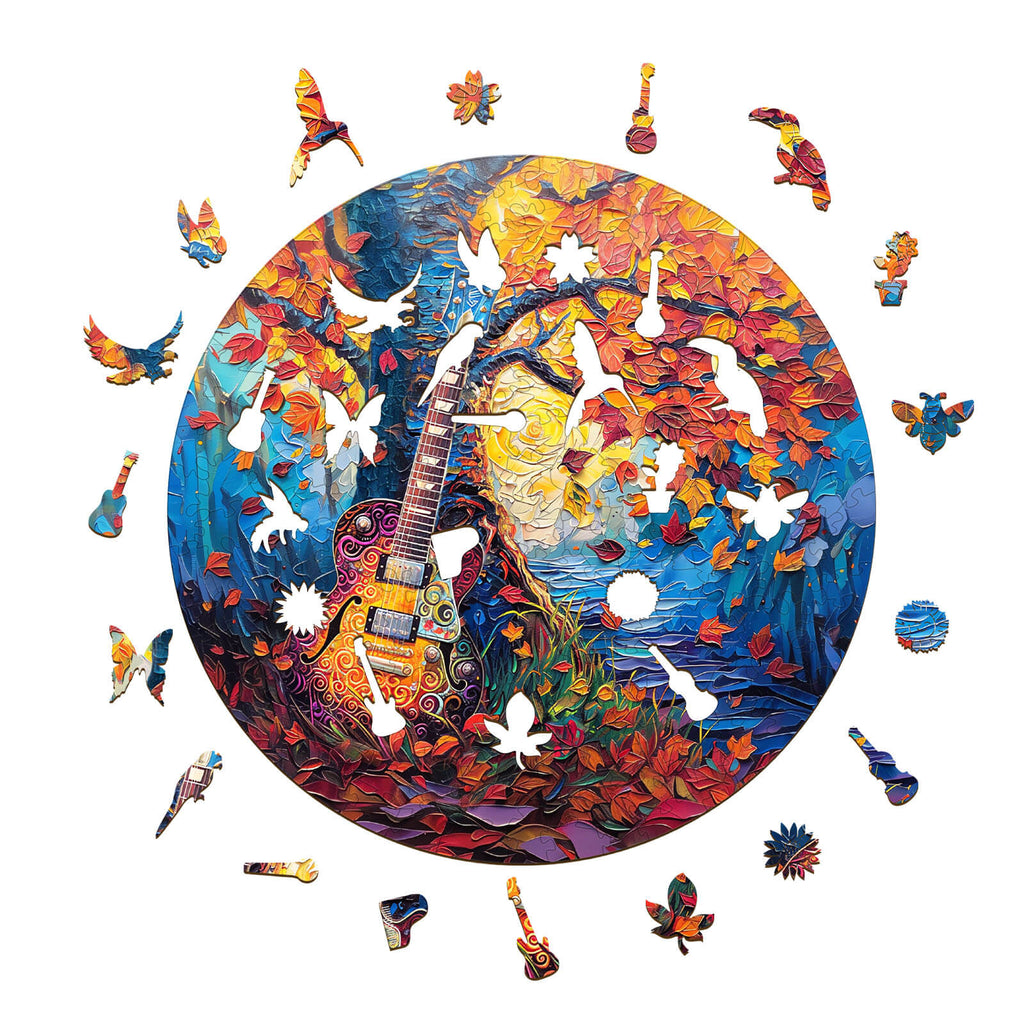 Autumn Guitar Wooden Jigsaw Puzzle
