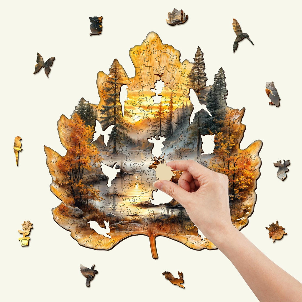 Golden Hoofprint Wooden Jigsaw Puzzle