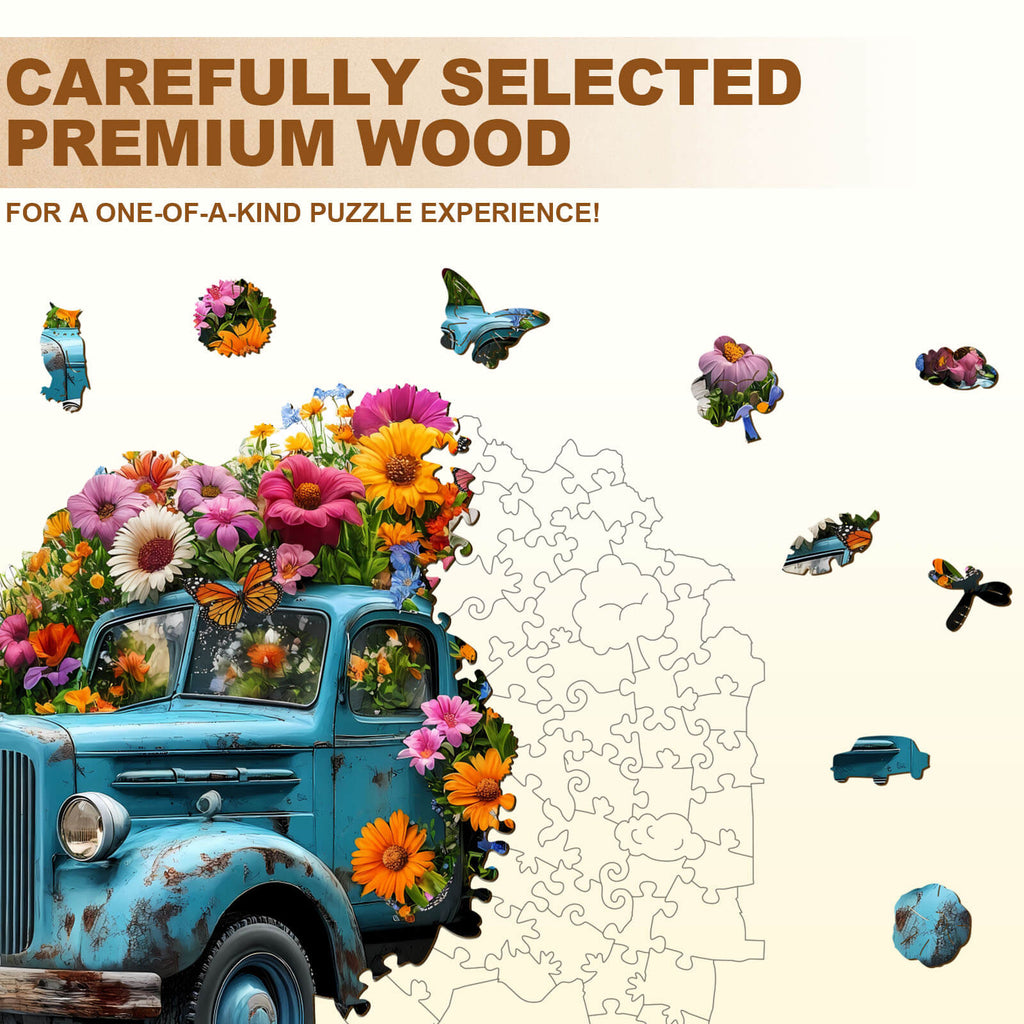 Flower Truck Wooden Jigsaw Puzzle