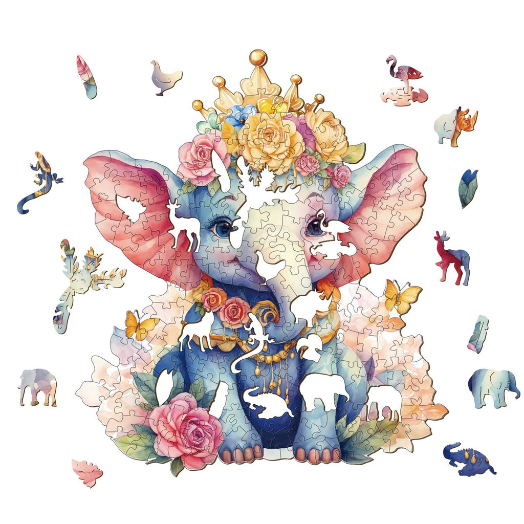 Crowned Elephant Wooden Jigsaw Puzzle