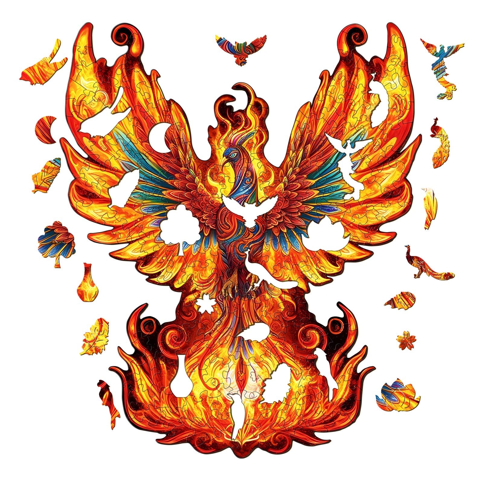 Flame-born Phoenix Wooden Jigsaw Puzzle