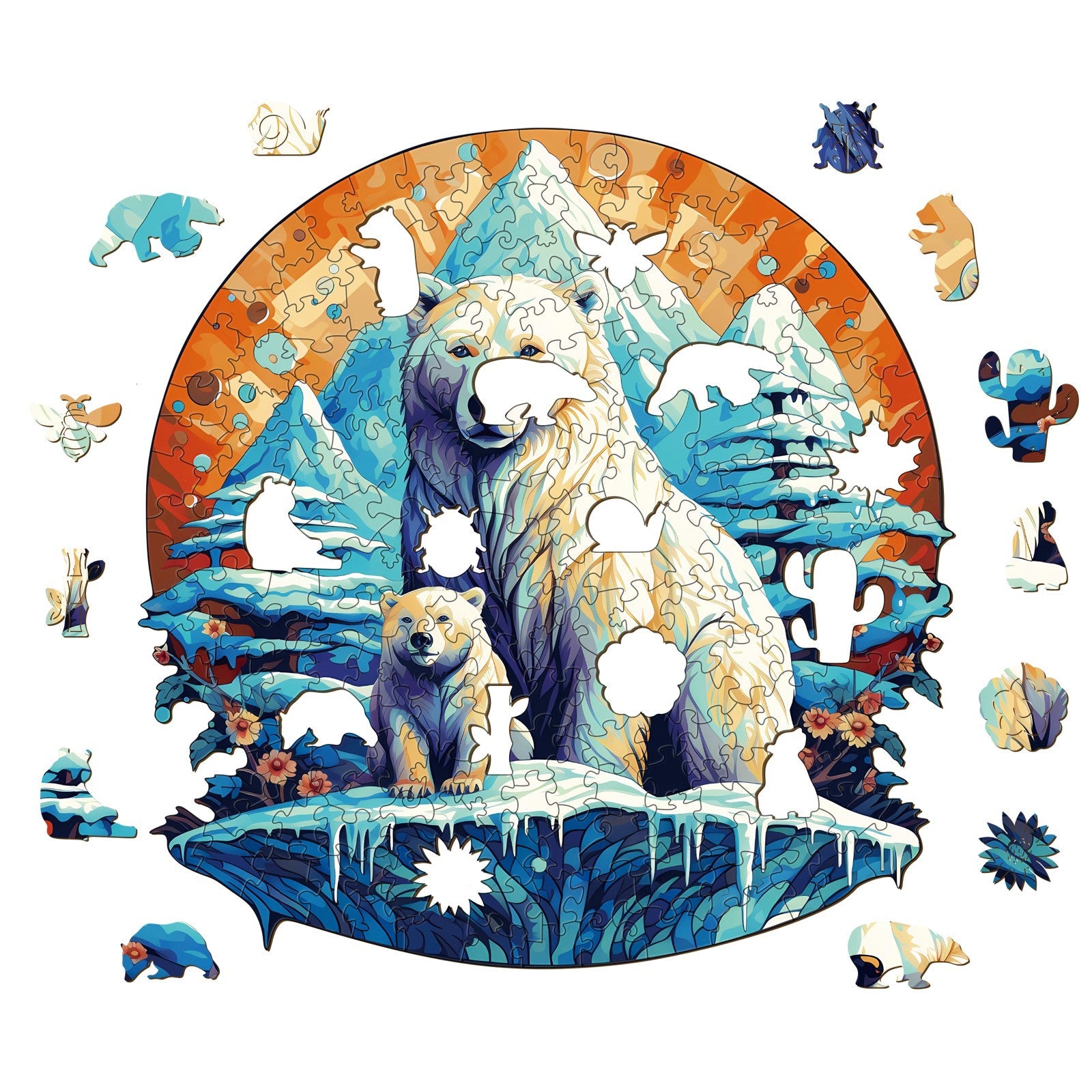 Polor Bear Family-2 Wooden Jigsaw Puzzle