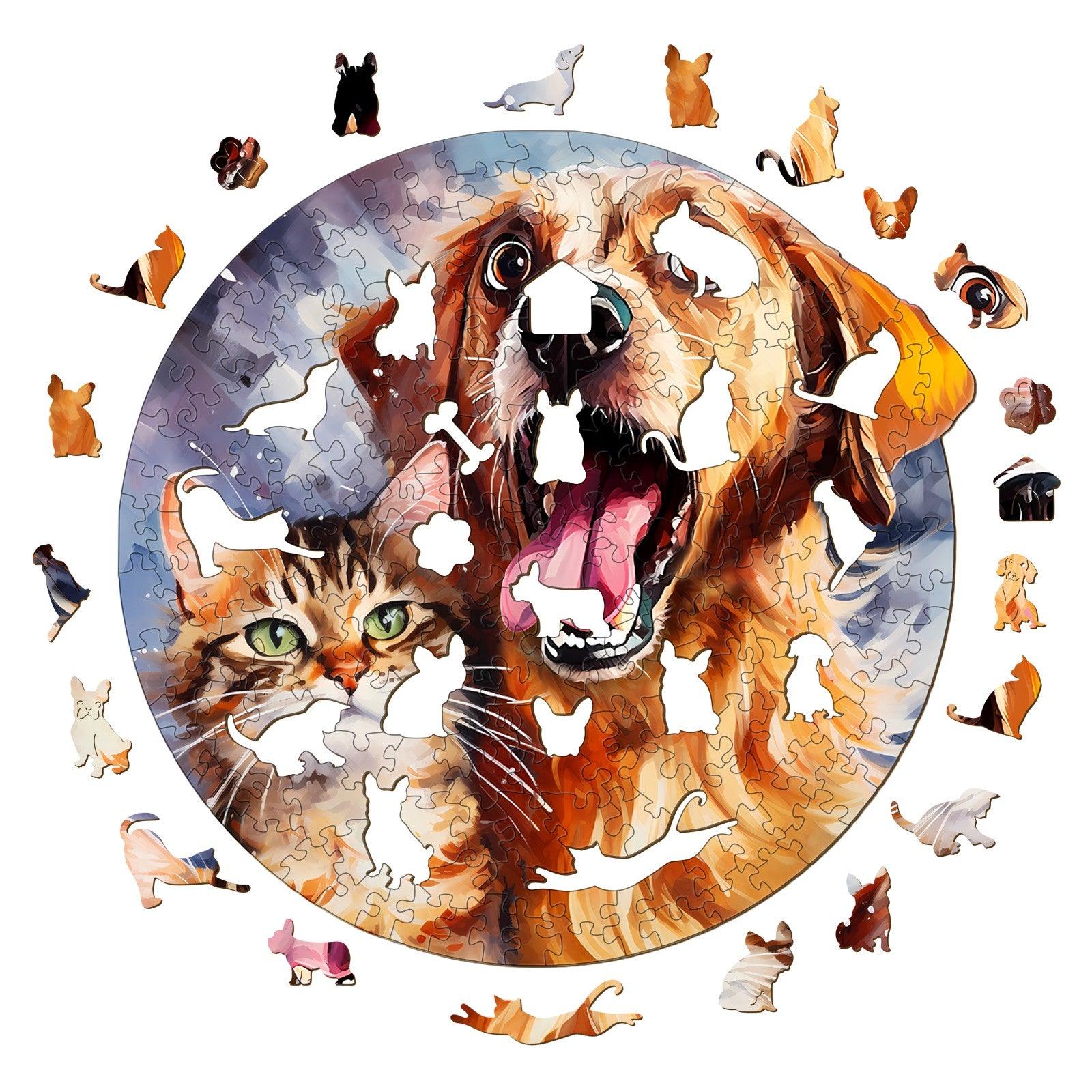 Cat And Dog Wooden Jigsaw Puzzle