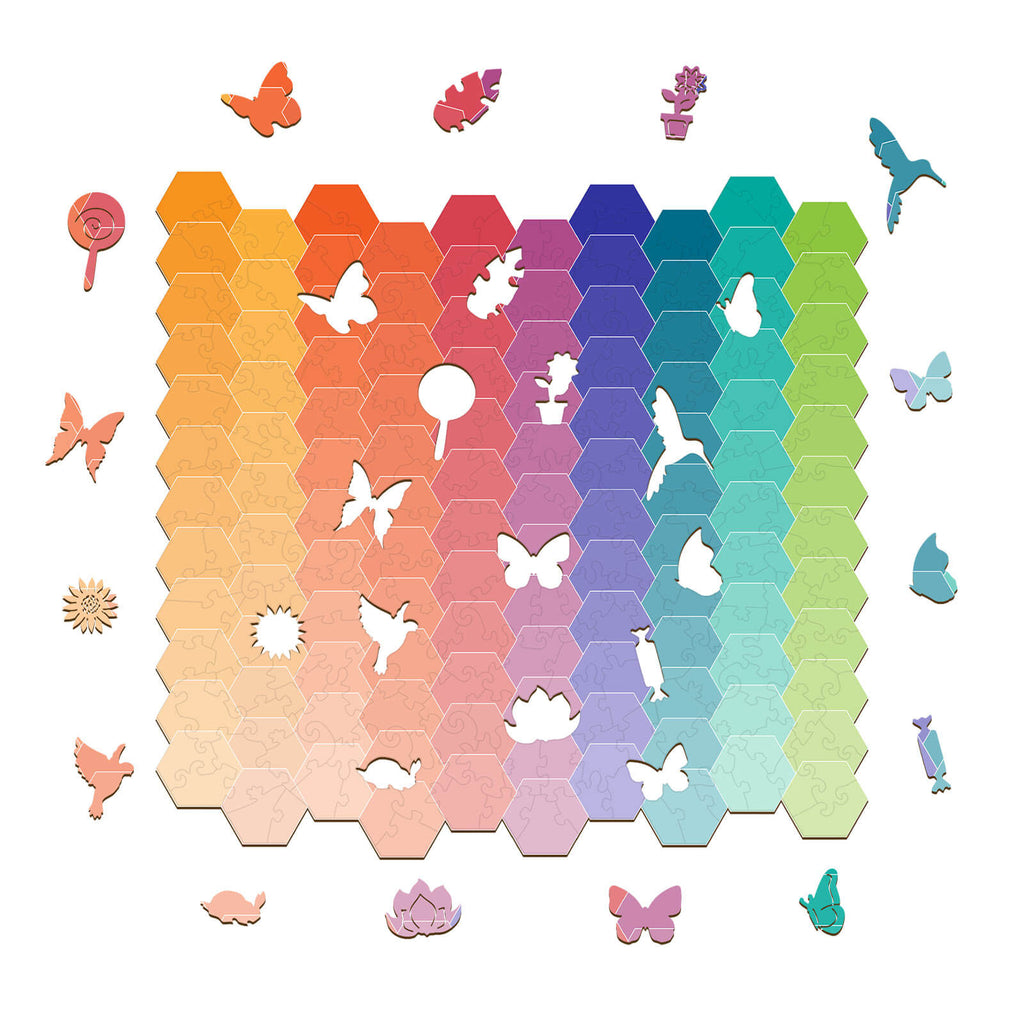 Rainbow Gradient Wooden Jigsaw Puzzle