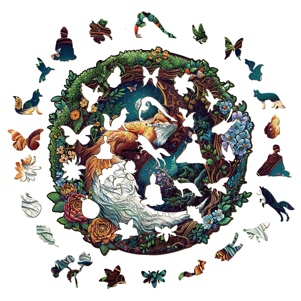 Yin Yang Fox-2 Wooden Jigsaw Puzzle