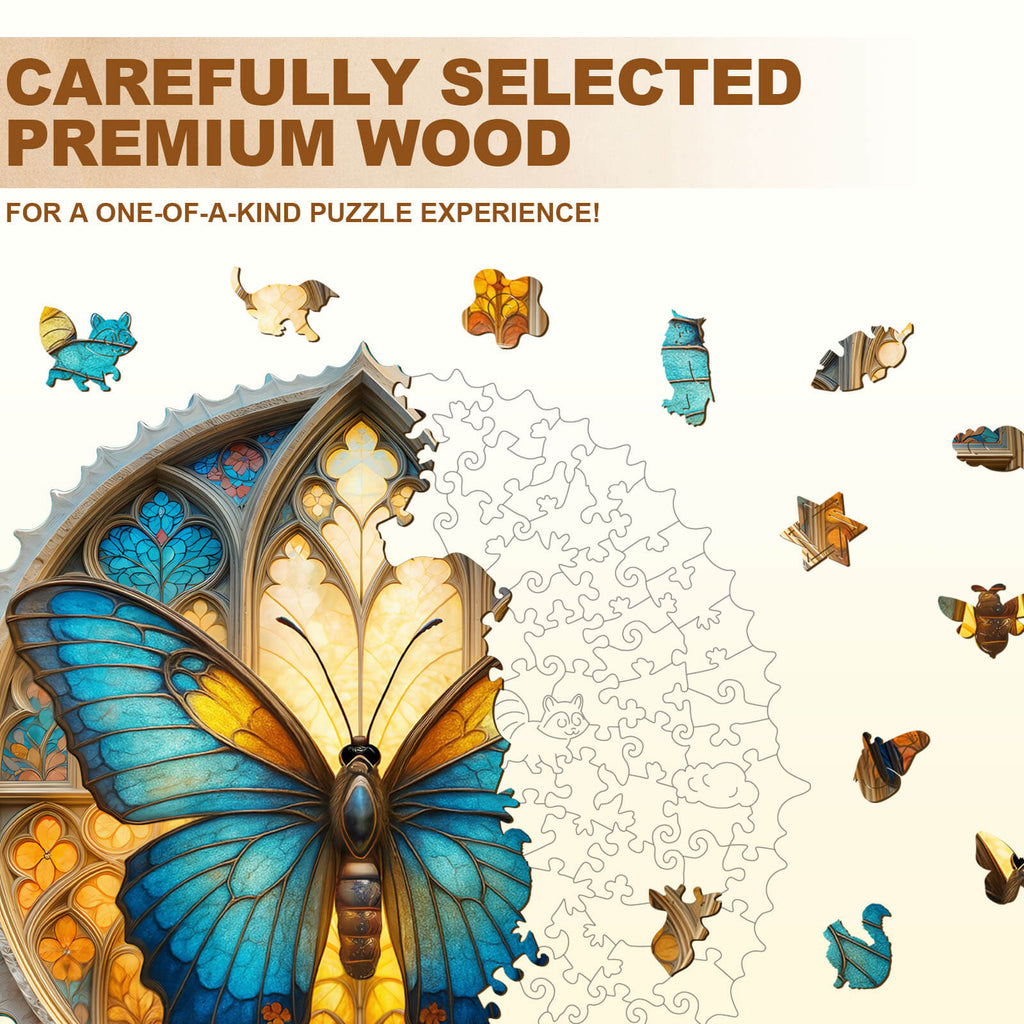 Colorful window butterfly Wooden Jigsaw Puzzle