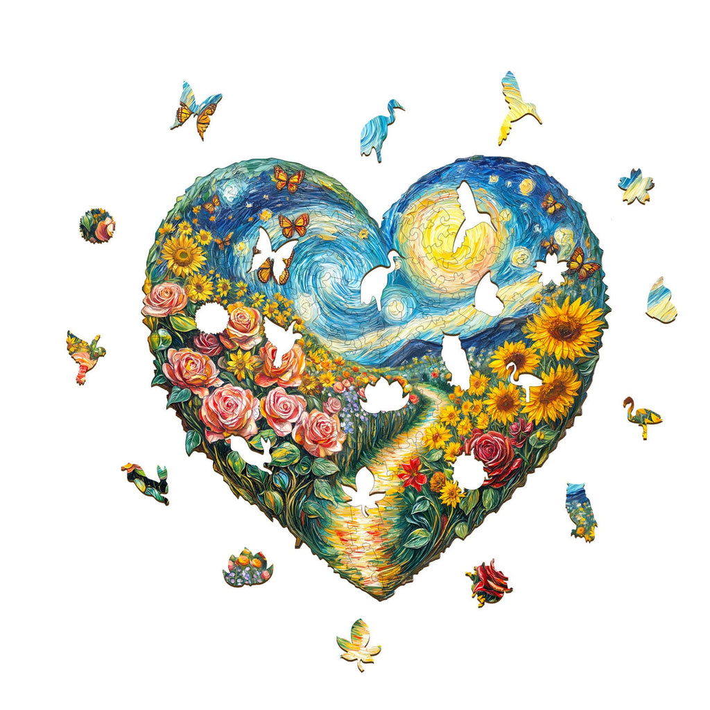 Heart-shaped Garden Wooden Jigsaw Puzzle
